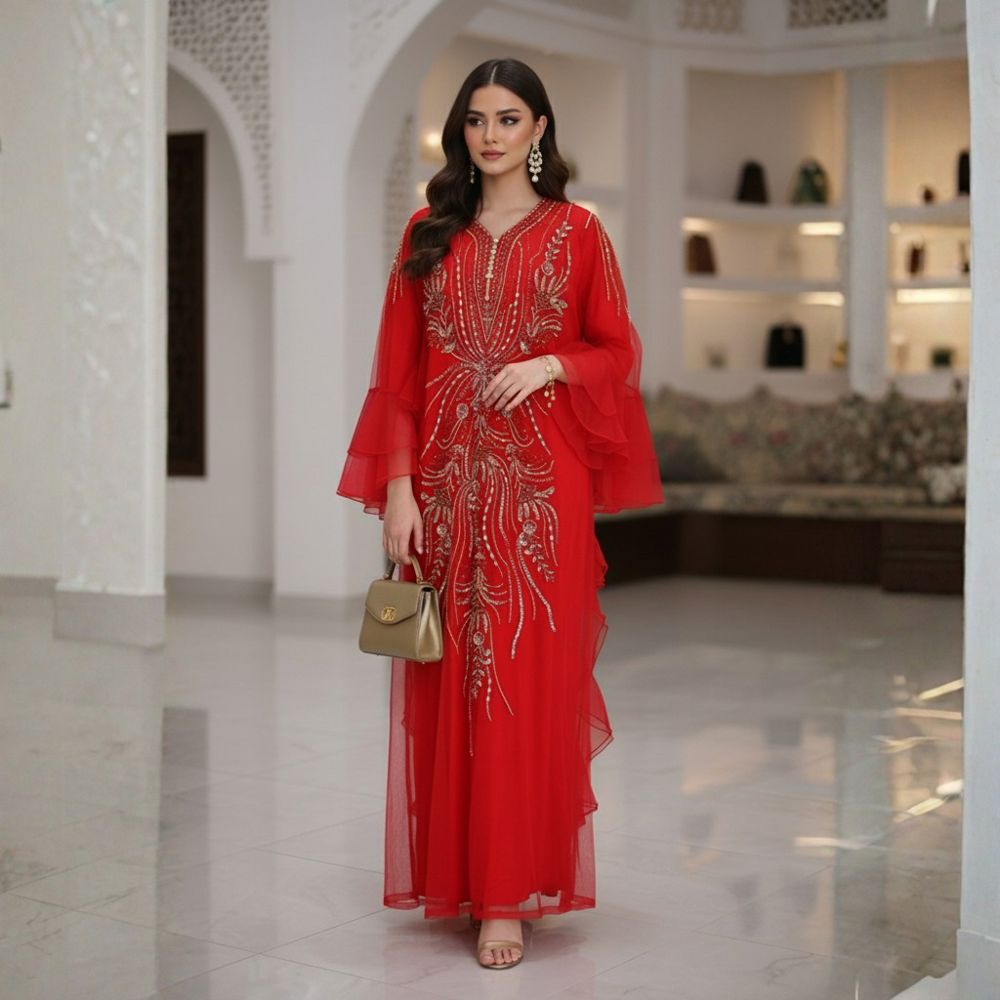 Luxurious red jalabiya with a touch of Emirati elegance – THQ012_thumbnail_0