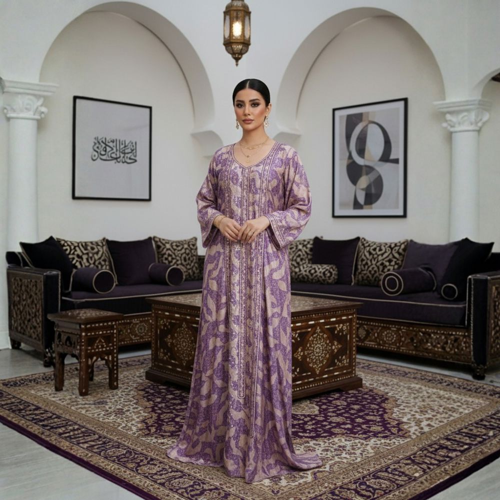 Purple jalabiya embroidered with a luxurious Emirati touch – THQ015_thumbnail_0