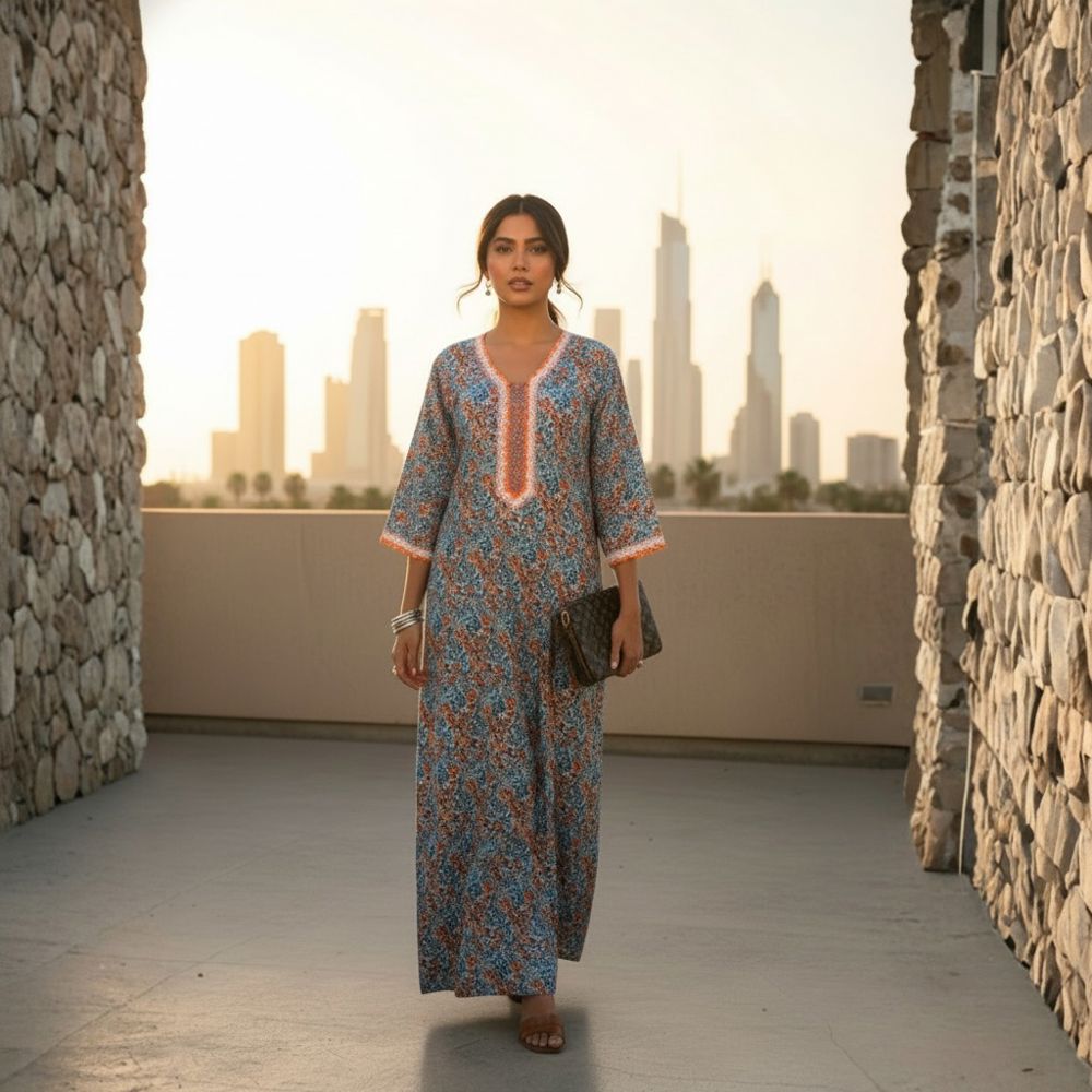 Turquoise and orange jalabiya with a luxurious Emirati touch – THQ016_thumbnail_0