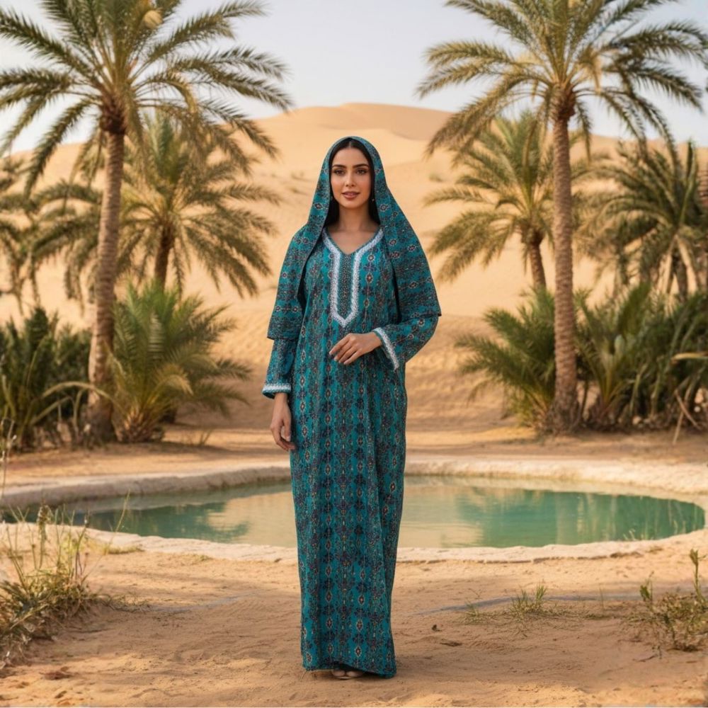 Cotton jalabiya set with an Emirati touch and a luxurious sheila – THQ003_thumbnail_0