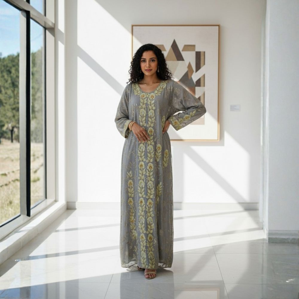 Turquoise jalabiya with gold embroidery and a luxurious Emirati touch – THQ013_thumbnail_0