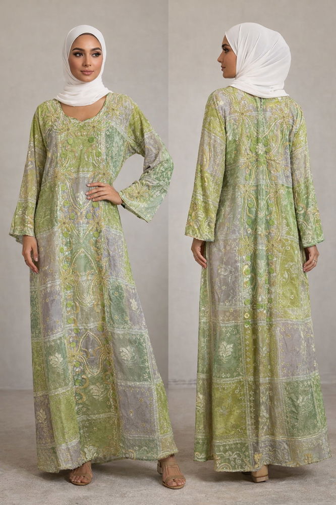 Elegant and modern organza jalabiya with a luxurious Emirati touch – THQ027